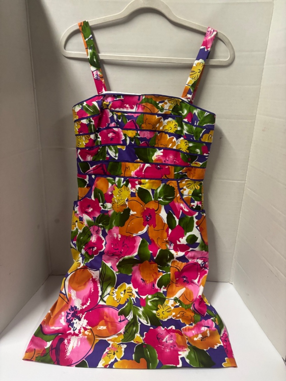 Spense Bright Floral Sundress in Pink, Orange, Green & Purple